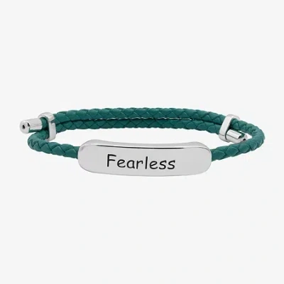 Sparkle Allure Green Leather Fearless Womens Bar Bolo Bracelet In Transparent