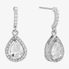 Sparkle Allure Halo Womens Crystal Pure Silver Over Brass Drop Earrings In Silver