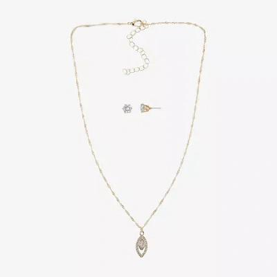 Sparkle Allure Halo Womens Cubic Zirconia 14k Gold Over Brass Marquise 2-pc. Jewelry Set