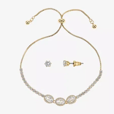 Sparkle Allure Halo Womens Cubic Zirconia 14k Gold Over Brass Oval 2-pc. Jewelry Set