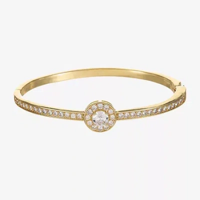 Sparkle Allure Halo Womens Cubic Zirconia 14k Gold Over Brass Round Bangle Bracelet In Burgundy