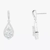 Sparkle Allure Halo Womens Cubic Zirconia Pure Silver Over Brass Drop Earrings In Transparent
