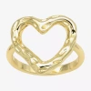 Sparkle Allure Hammered Womens 14k Gold Over Brass Heart Cocktail Ring In Transparent