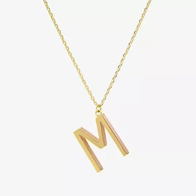 Sparkle Allure Initial Womens 14k Gold Over Brass 16 Inch Pendant Necklace