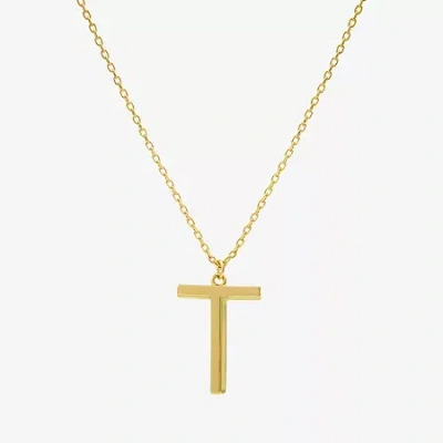 Sparkle Allure Initial Womens 14k Gold Over Brass 16 Inch Pendant Necklace