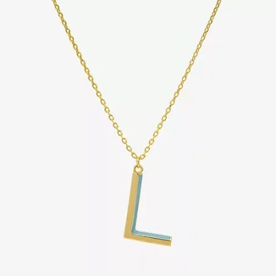 Sparkle Allure Initial Womens 14k Gold Over Brass 16 Inch Pendant Necklace