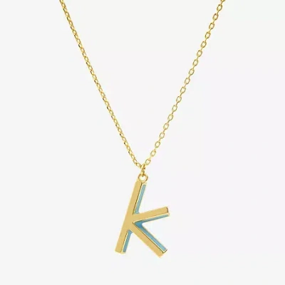 Sparkle Allure Initial Womens 14k Gold Over Brass 16 Inch Pendant Necklace In Black