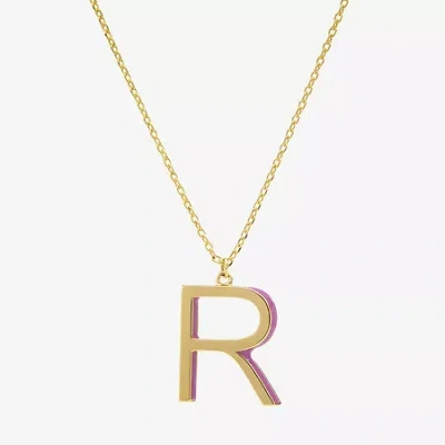 Sparkle Allure Initial Womens 14k Gold Over Brass 16 Inch Pendant Necklace In Red