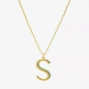 Sparkle Allure Initial Womens 14k Gold Over Brass 16 Inch Pendant Necklace In Sand