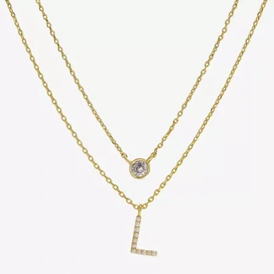 Sparkle Allure Initial Womens 16 Inch Strand Necklace In Gold