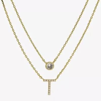 Sparkle Allure Initial Womens 16 Inch Strand Necklace In Gold