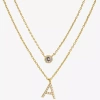 Sparkle Allure Initial Womens 16 Inch Strand Necklace In Gold