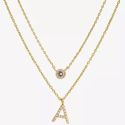 Sparkle Allure Initial Womens 16 Inch Strand Necklace In Gold