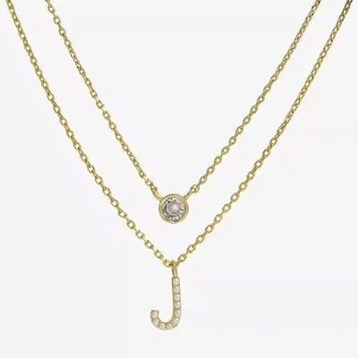Sparkle Allure Initial Womens 16 Inch Strand Necklace In Gold