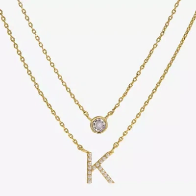 Sparkle Allure Initial Womens 16 Inch Strand Necklace In Gold