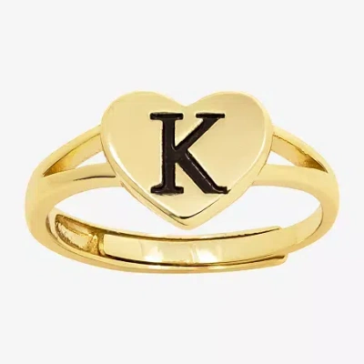 Sparkle Allure Initial Womens 2mm 14k Gold Over Brass Heart Band