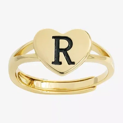 Sparkle Allure Initial Womens 2mm 14k Gold Over Brass Heart Band