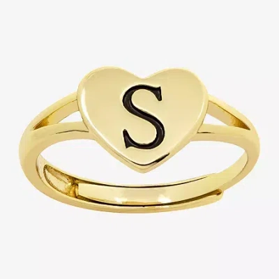 Sparkle Allure Initial Womens 2mm 14k Gold Over Brass Heart Band