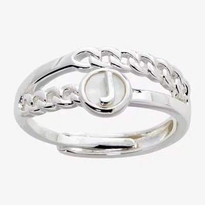 Sparkle Allure Initial Womens 3mm White Mother Of Pearl 14k Gold Over Brass Round Band In Metallic