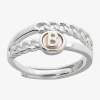 Sparkle Allure Initial Womens 3mm White Mother Of Pearl 14k Gold Over Brass Round Band In Silver