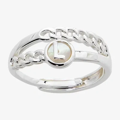 Sparkle Allure Initial Womens 3mm White Mother Of Pearl 14k Gold Over Brass Round Band In Silver