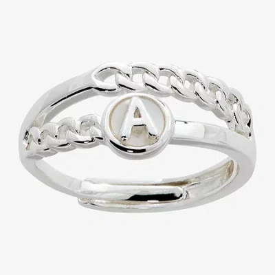 Sparkle Allure Initial Womens 3mm White Mother Of Pearl 14k Gold Over Brass Round Band