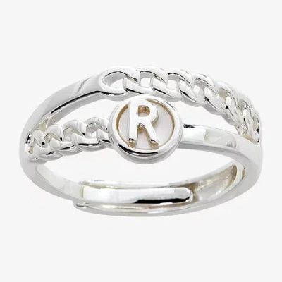 Sparkle Allure Initial Womens 3mm White Mother Of Pearl 14k Gold Over Brass Round Band In Red