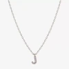 Sparkle Allure Initial Womens Cubic Zirconia Pure Silver Over Brass 16 Inch Pendant Necklace