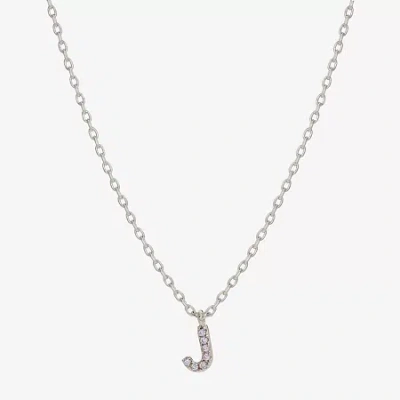 Sparkle Allure Initial Womens Cubic Zirconia Pure Silver Over Brass 16 Inch Pendant Necklace