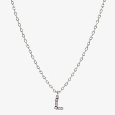 Sparkle Allure Initial Womens Cubic Zirconia Pure Silver Over Brass 16 Inch Pendant Necklace