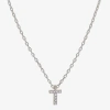 Sparkle Allure Initial Womens Cubic Zirconia Pure Silver Over Brass 16 Inch Pendant Necklace