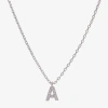 Sparkle Allure Initial Womens Cubic Zirconia Pure Silver Over Brass 16 Inch Pendant Necklace In Silver