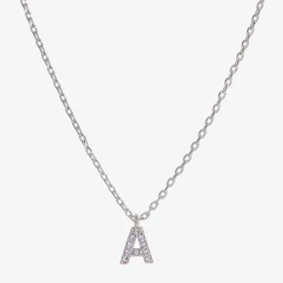 Sparkle Allure Initial Womens Cubic Zirconia Pure Silver Over Brass 16 Inch Pendant Necklace