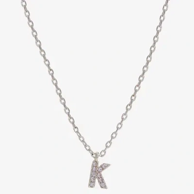 Sparkle Allure Initial Womens Cubic Zirconia Pure Silver Over Brass 16 Inch Pendant Necklace In Black