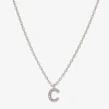 Sparkle Allure Initial Womens Cubic Zirconia Pure Silver Over Brass 16 Inch Pendant Necklace In Metallic