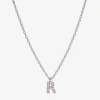 Sparkle Allure Initial Womens Cubic Zirconia Pure Silver Over Brass 16 Inch Pendant Necklace In Silver