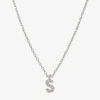 Sparkle Allure Initial Womens Cubic Zirconia Pure Silver Over Brass 16 Inch Pendant Necklace In Sand