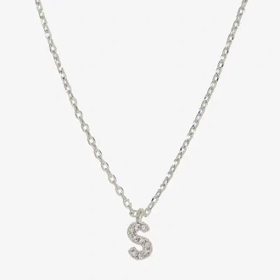 Sparkle Allure Initial Womens Cubic Zirconia Pure Silver Over Brass 16 Inch Pendant Necklace In Sand