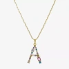 Sparkle Allure Initial Womens Multi Color Cubic Zirconia 14k Gold Over Brass 16 Inch Pendant Necklace