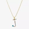 Sparkle Allure Initial Womens Multi Color Cubic Zirconia 14k Gold Over Brass 16 Inch Pendant Necklace In Gold