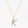 Sparkle Allure Initial Womens Multi Color Cubic Zirconia 14k Gold Over Brass 16 Inch Pendant Necklace In Black