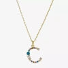 Sparkle Allure Initial Womens Multi Color Cubic Zirconia 14k Gold Over Brass 16 Inch Pendant Necklace In Blue