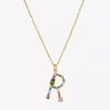 Sparkle Allure Initial Womens Multi Color Cubic Zirconia 14k Gold Over Brass 16 Inch Pendant Necklace In Gold
