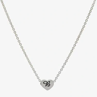 Sparkle Allure Initial Womens Pure Silver Over Brass Heart 16 Inch Pendant Necklace