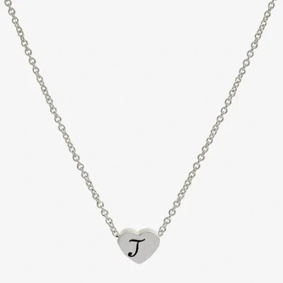 Sparkle Allure Initial Womens Pure Silver Over Brass Heart 16 Inch Pendant Necklace