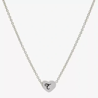 Sparkle Allure Initial Womens Pure Silver Over Brass Heart 16 Inch Pendant Necklace