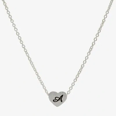 Sparkle Allure Initial Womens Pure Silver Over Brass Heart 16 Inch Pendant Necklace