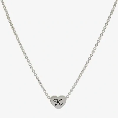 Sparkle Allure Initial Womens Pure Silver Over Brass Heart 16 Inch Pendant Necklace In Metallic