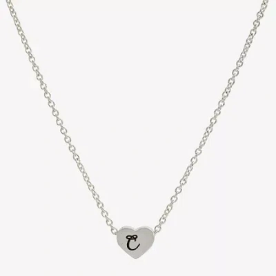 Sparkle Allure Initial Womens Pure Silver Over Brass Heart 16 Inch Pendant Necklace In Metallic