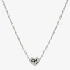 Sparkle Allure Initial Womens Pure Silver Over Brass Heart 16 Inch Pendant Necklace In Metallic